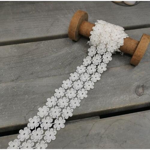 1 Meter Width 4cm Ivory Embroidery Flower Lace Fabric Water Soluble Lace Trims Ribbon DIY Dress Sewing Accessories
