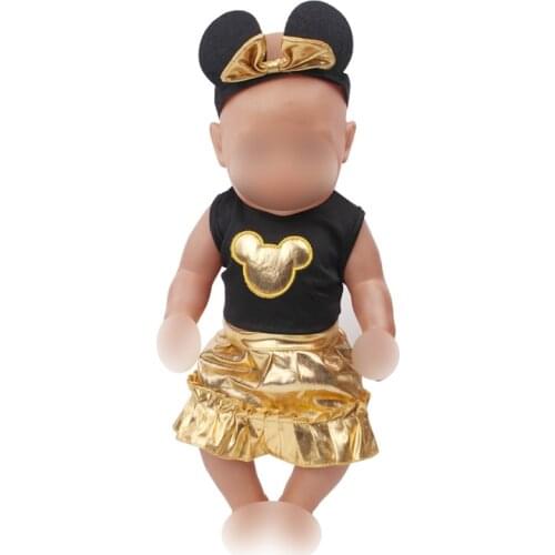 Doll clothes gold mickey suit fit 43 cm baby dolls and 18 inch Girl dolls clothing accessories f548