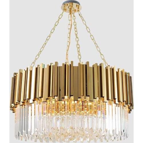 Stainless steel and New Lighting Chandelier Modern Polished Round Living Room Dining Room Crystal Lamp Luxury Crystal Chandelier
