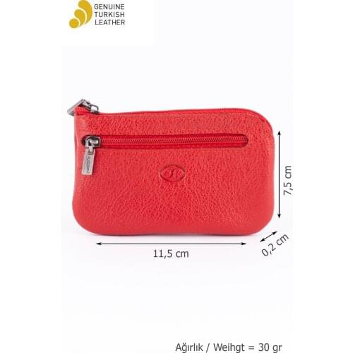 609 Model Hakiki Deri Anahtarlık Kırmızı Fermuarlı, Kullanışlı, Hakiki Dana Derisi, Ücretsiz Kargo, Kaliteli İç Astar