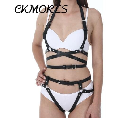 CKMORLS BDSM Bondage Leather Belt Set Face Cover Punk Harness Women Sexy Body Garters Belt Adjustable Adult Erotic Lingerie Set