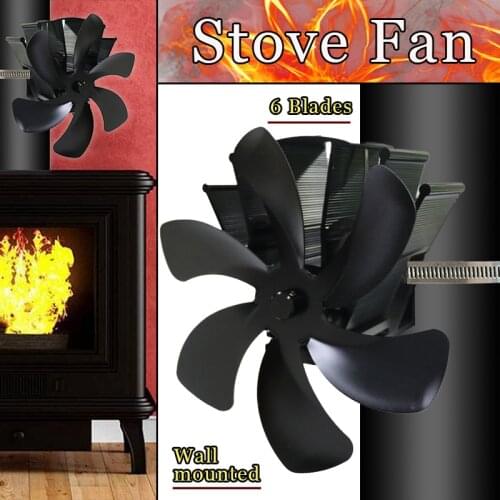 4/5/6 BladeWall Hanging Black Heat Powered Stove Fan Log Wood Burner Eco Friendly Quiet Home Fireplace Fan Heat Distribution