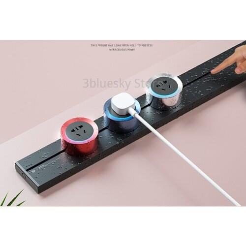 Wall Mounted Power Track 50cm Electrical Orbital 3 Sockets CN UK Universal Adapters Outlet Black Gray Silver Champagne