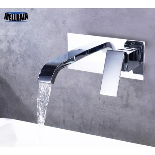 Wall mounted bathroom basin faucet quality brass chrome plated bathroom mixer concealed installation kitchen faucet