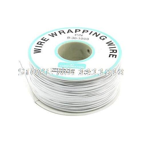 P/N B-30-1000 Insulated PVC Coated 30AWG Wire Wrapping Wires Reel 656Ft White