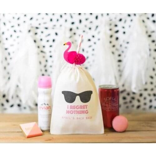 Personalized sunglass wedding Bachelorette I Regret Nothing Hangover survival Kits Jewelry Drawstring gift bags candy pouches