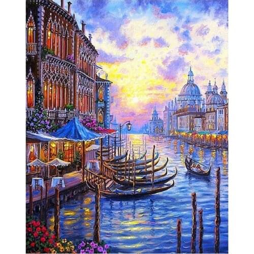 Scenery Pictures By Number Venice City Kits Drawing Hand Painted DIY Gift Wall Art Painting By Number Color On Canvas Home Decor