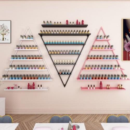 5in1 Pink Fashion Iron Nail Shelves Set Rack Display Rack Nail Polish Holder Wall Hanging Storage Cabinet for Shop /home