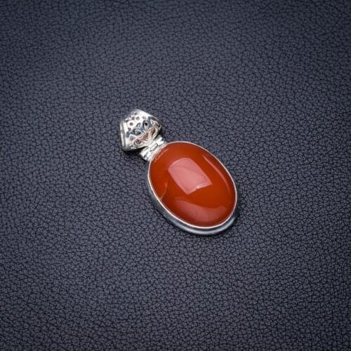 StarGems Natural Carnelian Handmade 925 Sterling Silver Pendant 1.5" E4072