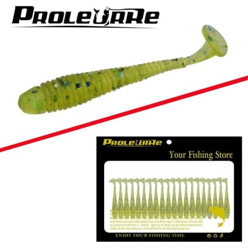 ProLeurre 20Pcs 5cm Fishing Lure Artificial 0.7g Soft Bait T Tail Fishing Worm SwimBait Jig Head Mix Crank Hooks Lure Fishing