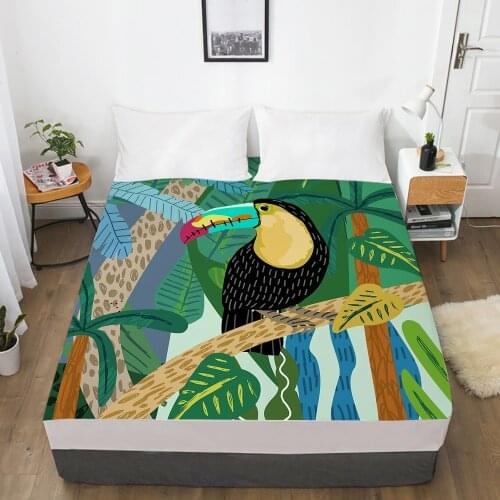 1pc bed sheet Elastic fitted sheet With An Elastic Band 150/180/200/160*200 Mattress Cover Double Bed cover nordic Color parrot