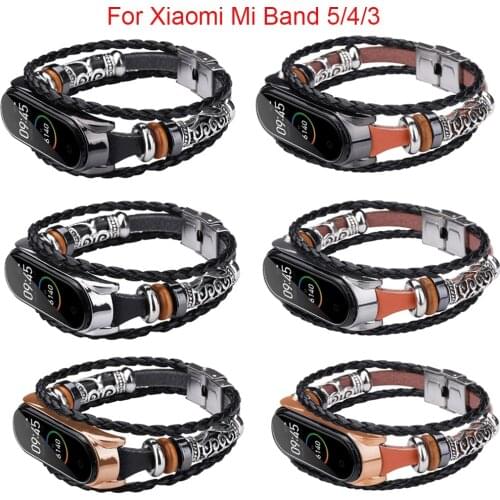 For Xiaomi Mi Band 5 4 3 Smart Wristband Luxury Weave Strap Metal Frame Bracelet Watchband Straps For Miband 5 4 3 Mi 5 Correa