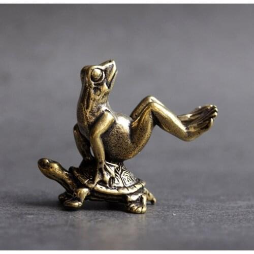 Retro Bronze Frog Statue Sculpture Incense Burner Vintage Brass Zen Frog