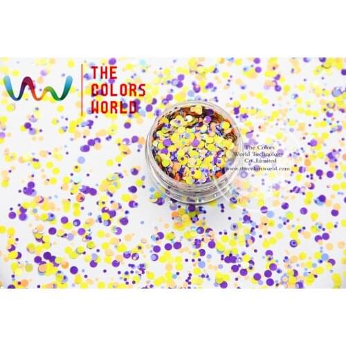 RFIP321-337 Mix Colors and Round Dot shapes Glitter for nail art makeup and DIY decoration