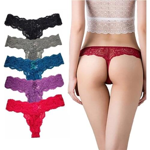 Sexy Lace G-String Underwear Panties Women Black T-back Briefs Lingerie Knickers G String Thongs