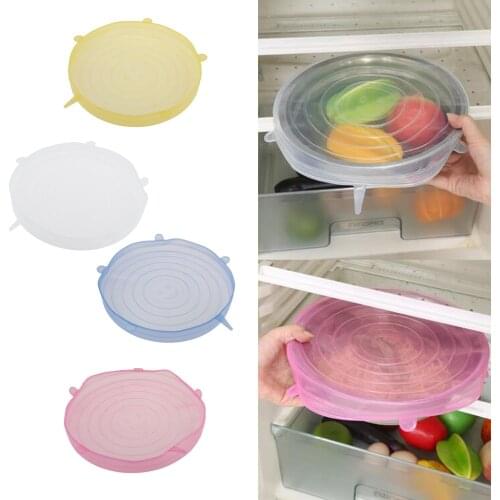 Silicone Seal Bowl Cup Covers Stretch Food Saver Wraps Reusable Food Lids
