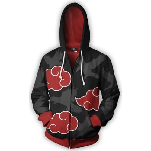 Hoodies Plus Size 3D Printed Top Akatsuki Sweatshirt Hoodies Zipper Jacket Sleeve Coat Cosplay Costume