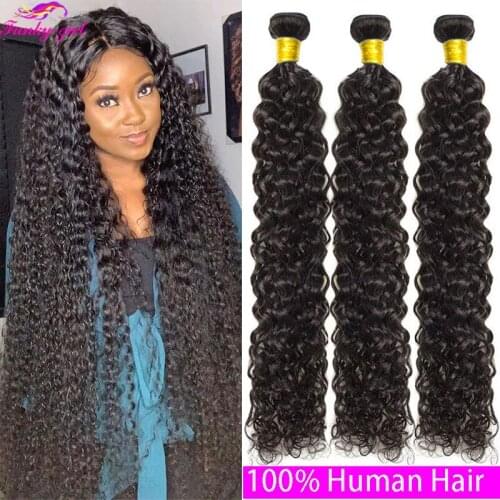 Water Wave Human Hair Bundles Weave Extension 1 3 4 Bundles Peruvian Curly Wave Human Hair Extensions For Women Bundle Wholesale