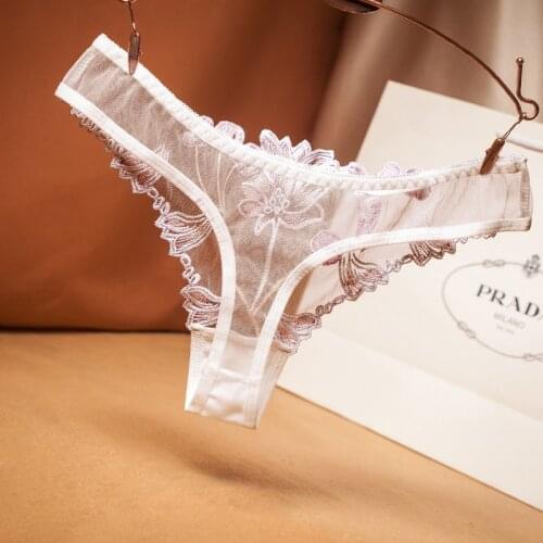 Womens Underwear Ladies' Transparent Underpant Trend Top women Peony Lace Transparent Panties Low Waist Thong sexy underwear