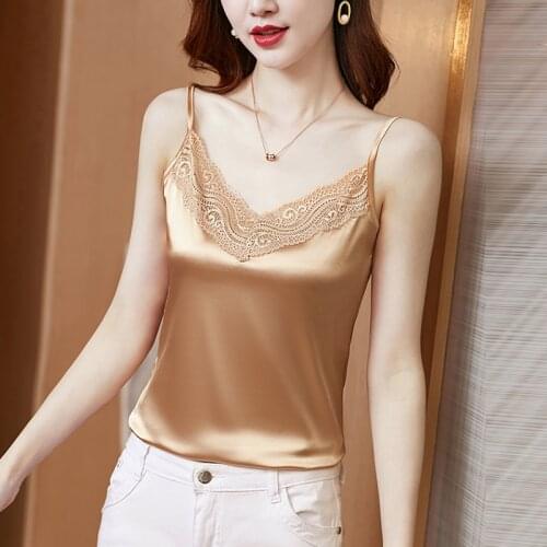 AOSSVIAO Summer with Lace Silk Top Cami for Women Spaghetti Strap Top Tank Ladies Tops White Camisole Basic Tops Women Plus Size