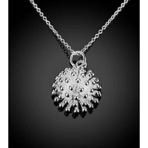 925 Sterling Silver 18 Inch Fireworks Pendant Necklace for Women Wedding Party Charm Jewelry