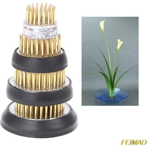 Ikebana Kenzan Flower Frog Floristry Round Pin With Base Holder Floral Decor