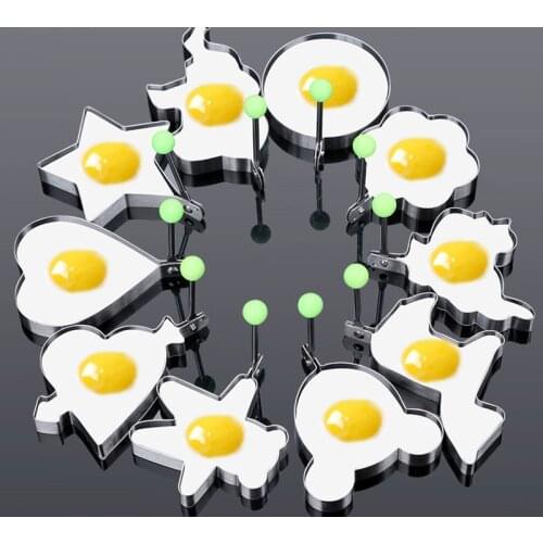 10Pcs/set Stainless Steel Egg/Pancake Ring Omelette Mould Device Egg Form for Frying Eggs Tools Kitchen Appliances