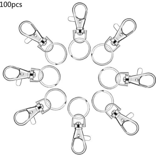 100 Keychain Hooks with Key Rings Keychain Clip Hooks with Rings Jewelry Making R2LE