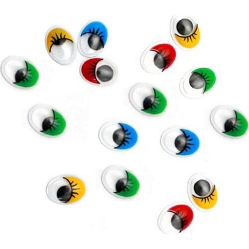 100 Pcs 5-15mm Random Color Self-adhesive Googly Eyes Wiggly Eyelashes Eyeball DIY Crafts For Doll Toys Scrapbooking Supplies
