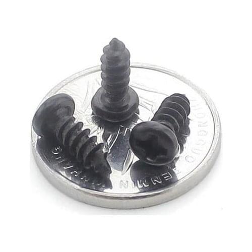 1000Pcs M3.5*6/8/10/12/14/16/20MM BK Philips Cross Head Screw Alloy Self Tapping Cross Bolt Screw Self tapping Electronic Screw