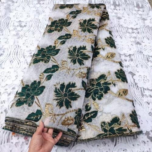 5Yards African Brocade Jacquard Fabric Floral Organza Mesh Cloth Nigerian French Tulle Net Material Tela Tissus For Sewing DJO13
