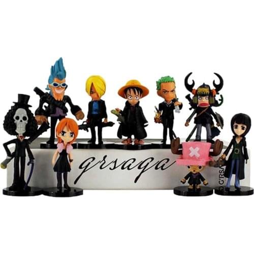 9pcs/lot Anime OP Mini Luffy Nami Robin Zoro Sanji Usopp Chopper Brook Franky Figure Toys