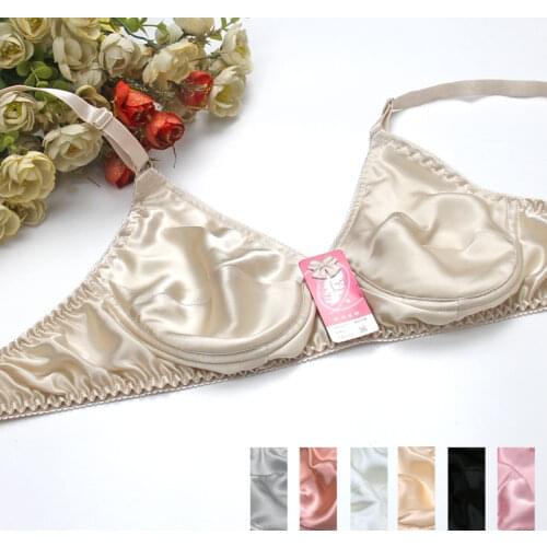 2019 Pure Silk Bra Double Faced Silk Wire Ultrathin 100% Mulberry Silk Solid Bras 75 80 85 90 95B FREE SHIPPING