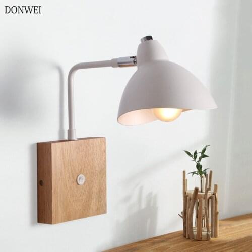 E27 Wooden Wall light Bedside Bedroom Wall lamp sconce Modern Nordic Style Indoor Decor lighting for kitchen Diningroom Aisle