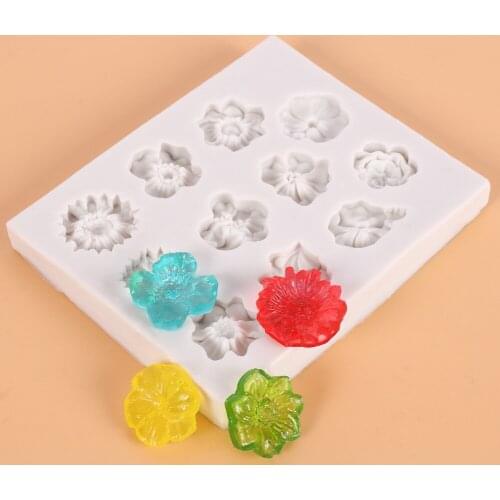 Food Silicone Cake Mold DIY 11 Mini Flower Shape Fondant Chocolate Tray Mould Mousse Maker Mold Kitchen Decorating Tools Gadget