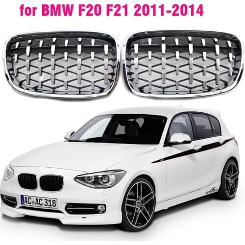 Chrome Black Diamond Kidney Grille Grill 1 Pair Outdoor Anti-resistance Repairing Parts for BMW 1 Series F20 F21 2011-2014