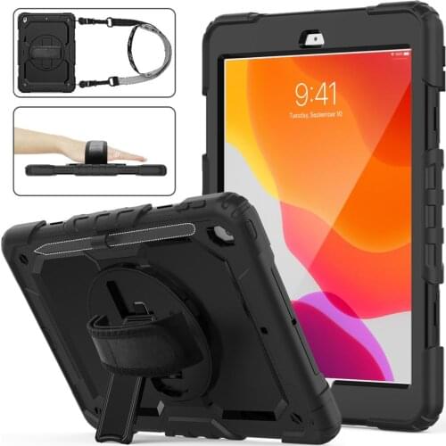 HXCASE for iPad 8th 7th Generation 10 2 чехол 10.2 Shoulder Strap Cases 2019 2020 with 360 Rotation Kickstand and Hand Straps