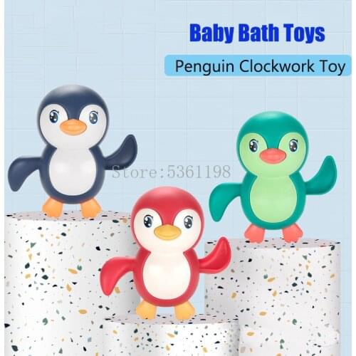 Bath Toys Cute Cartoon Animal Pull the Bath Toy Penguin Classic Baby Water Toy Infant Swim Wound-up Chain Clockwork Kids Toys