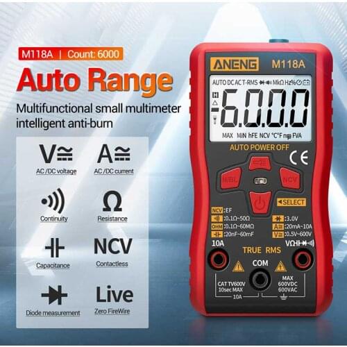 ANNENG M118A Intelligent Digital Multimeter 6000 Counts Automatic Ranging NCV Test True RMS Measurement Data Multimeter