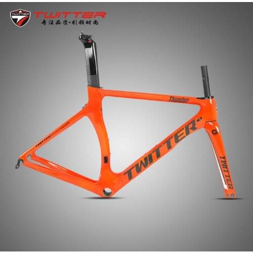 Carbon Road Bike Frame TWITTER Thunder Racing 700c Frame+Fork+Seatpost QR F9*100 R9*130mm V Brake Wind Resistance Design