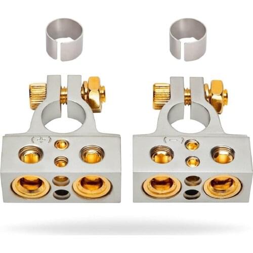 InstallGear 0/4/8/10 Gauge Battery Terminals with Shims Positive and Negative AMP Car Battery Terminal