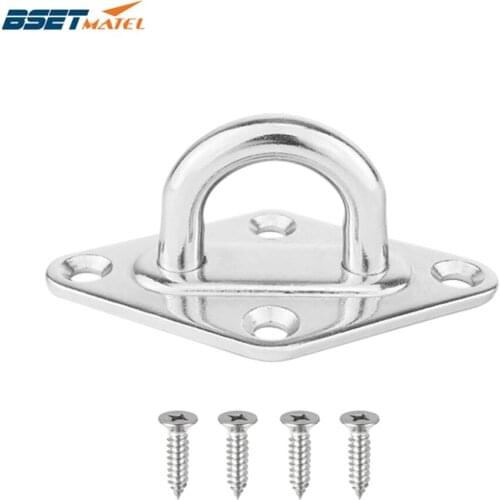 Stainless Steel 304 Diamond Shaped Pad Eye Plates Staple Ring Hook loop Boat marine Yacht Shade Sail Tie Down Rigging hardware