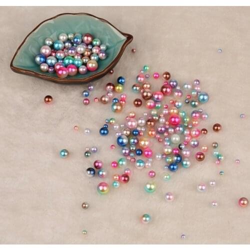 4/6/8/10mm Round No Hole Beads Multi Colors/Sizes Optional ABS Pearl Loose Beads For Kids DIY Jewelry Making Wedding Decoration