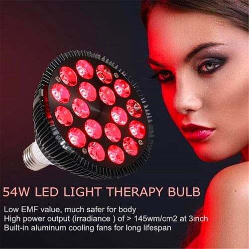 PAR38 Bulb 60 degree Lens 54W LED Red Therapy Bulbs 660nm IR 850nm Wavelength 18LED Infrared physiotherapy Lamp for Face Skin