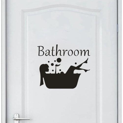 New Lady Bathtub Wall Sticker Home Bathroom Door Removable Decal Art Mural Decor