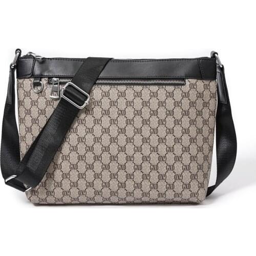 2021 New Business Men Messenger Bag Luxury Brand Design Plaid Leather Sling Bag Male Shoulder Crossbody Bag Work Satchels Trendy