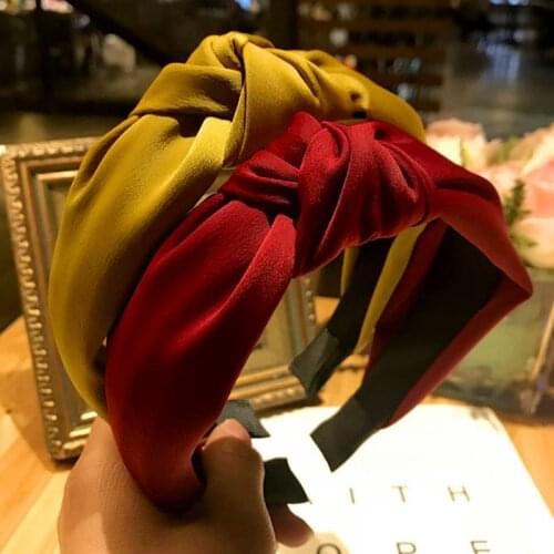 7 7 Colors Women Girls Cloth Wrapped Ruched Headband Glitter Plain Solid Color Retro Twist Cross Knotted Pleated Hair Hoop Boho