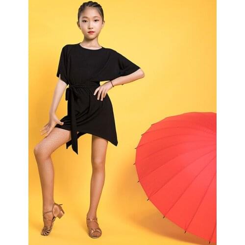 Latin Dance Clothes For Kids Black/Red Practice Costumes Professional Latin Dance Performance Dress Rumba Tango Outfit VO867