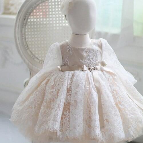 Newborn Baby Girls Dress for Baptism Christening 1st Birthday Infant Dresses Long Sleeve Tulle Party Prom Toddler Girl Dresses