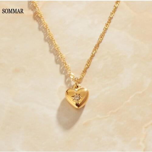 SOMMAR Birthday Gift Gold Vermeil Female Friend pendants heart Hexagram maxi necklace floating charms